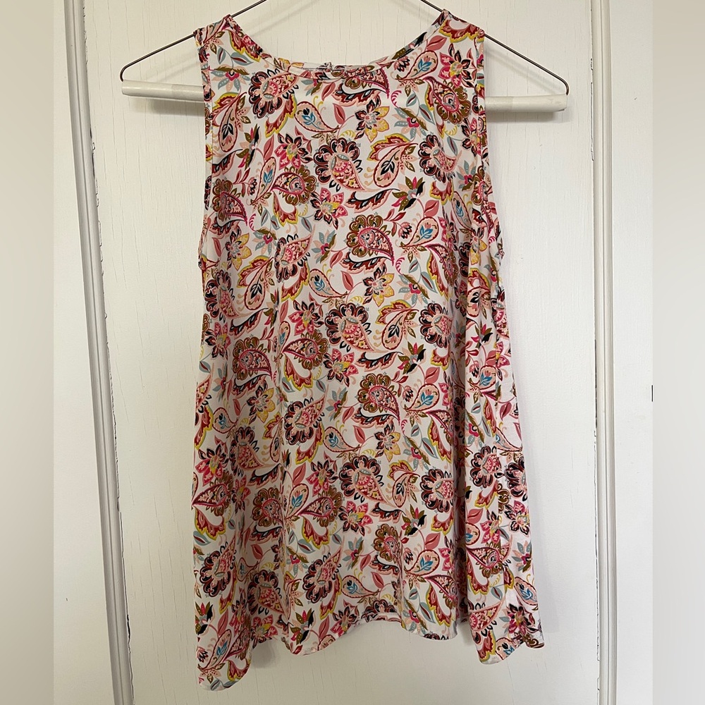 Loft tank, XS, white with pink print